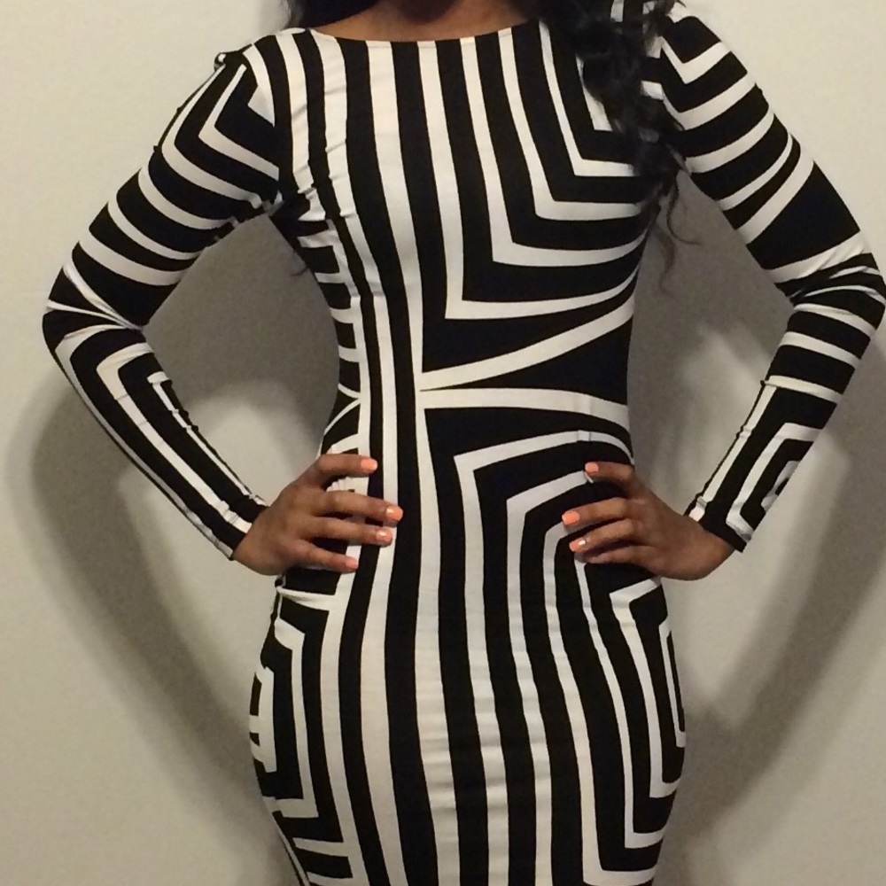 Black and white midi dress